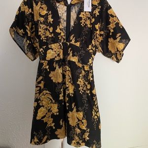 Reformation mini kimono style dress with print